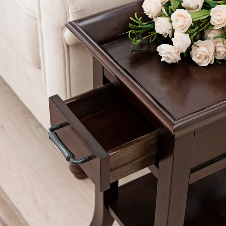 Image 3 Leick Home Simpson 13" Wide Chocolate Cherry Tray Edge Chairside Table more views