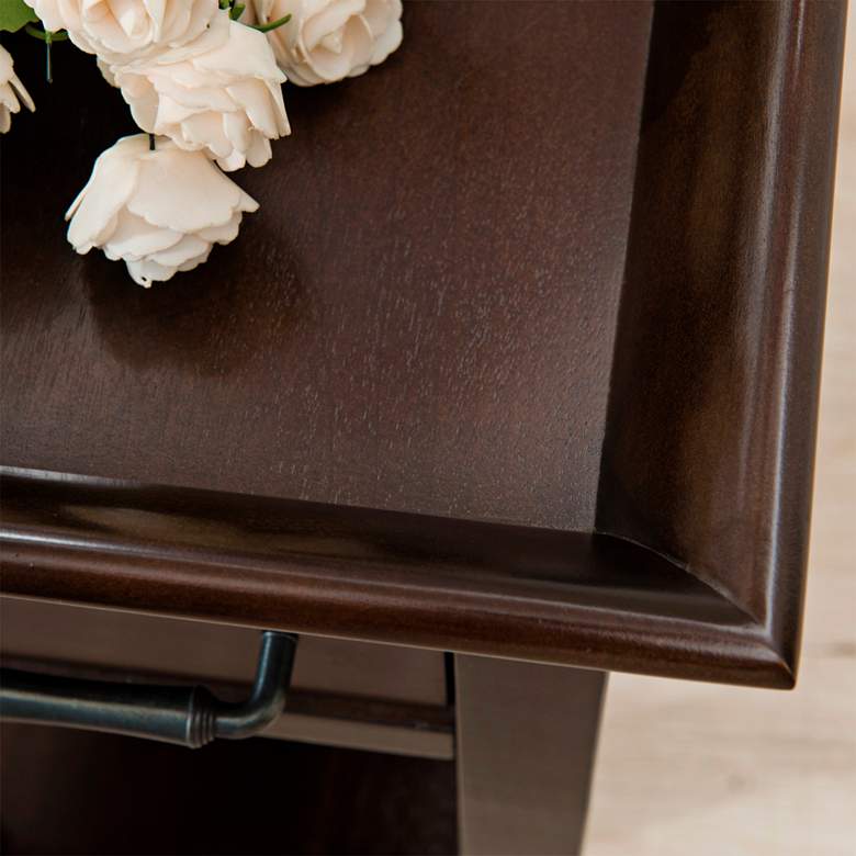 Image 4 Leick Home Simpson 13" Wide Chocolate Cherry Tray Edge Chairside Table more views