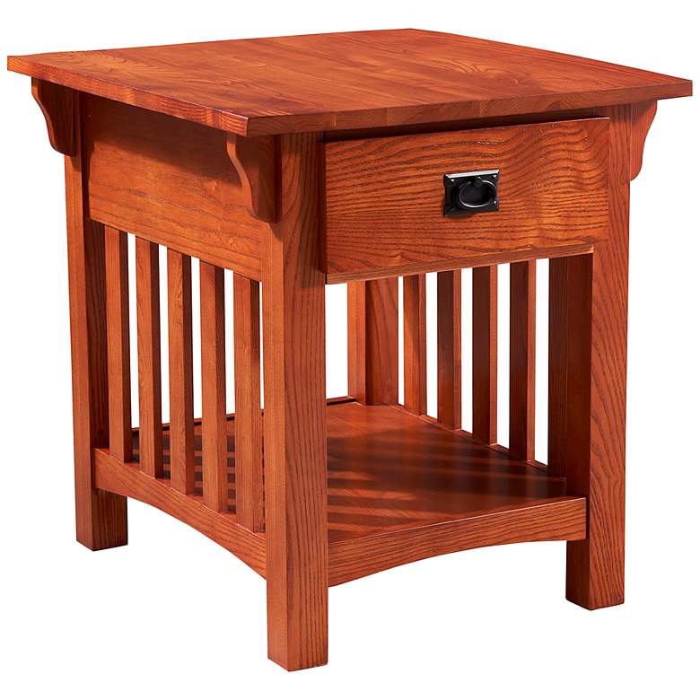 Image 2 Leick Jerymiah 24 inch Wide Medium Oak Wood Side Table