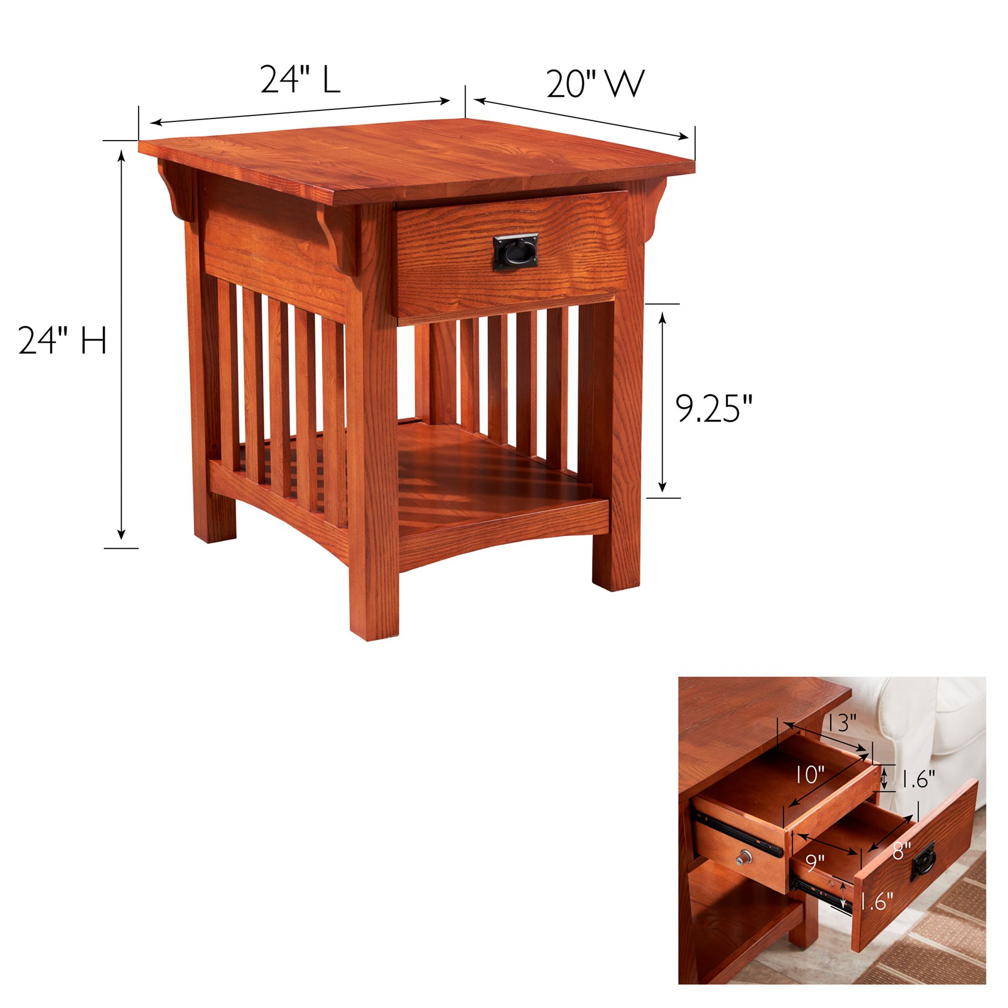 Leick Jerymiah 24" Wide Medium Oak Wood Side Table