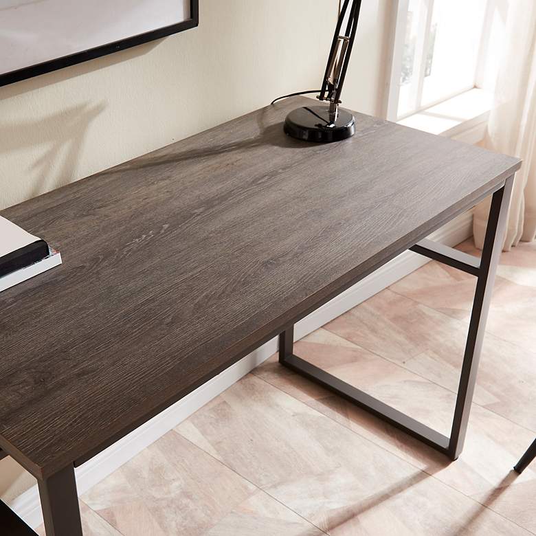 Image 3 Leick Kona 44"W Gunmetal Gray Rectangular Desk with Storage more views