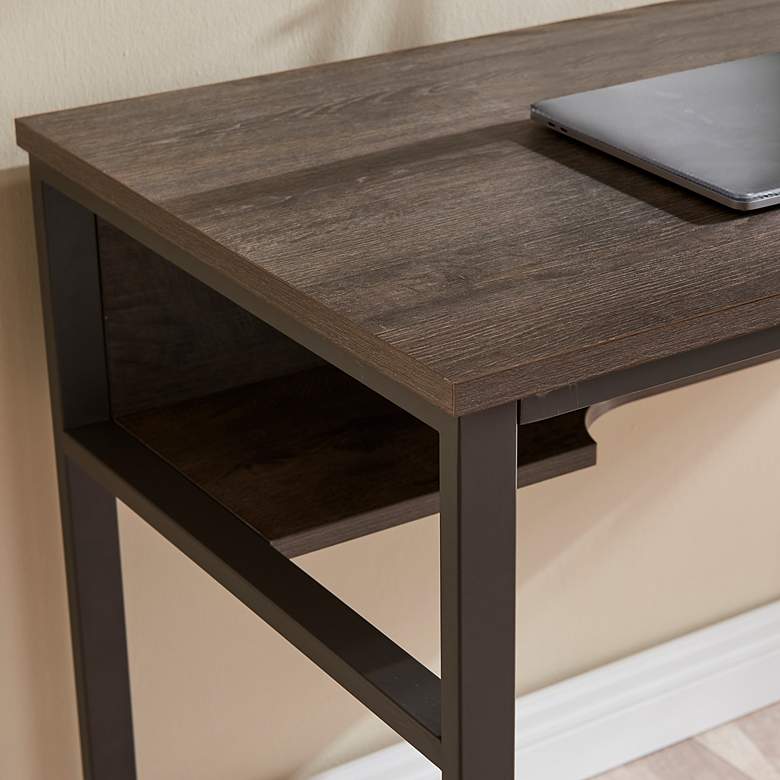Image 4 Leick Kona 44"W Gunmetal Gray Rectangular Desk with Storage more views