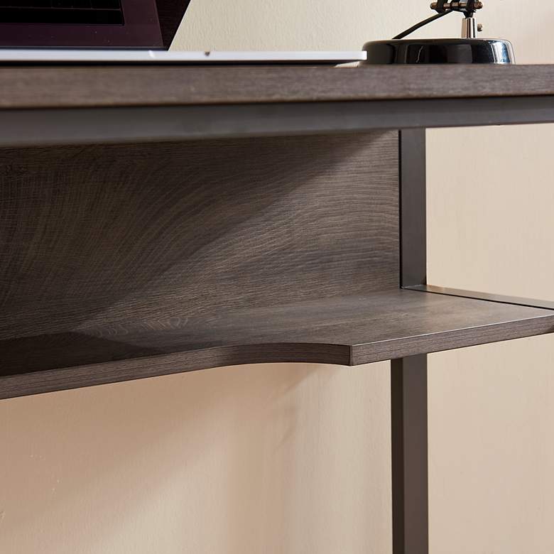 Image 5 Leick Kona 44"W Gunmetal Gray Rectangular Desk with Storage more views