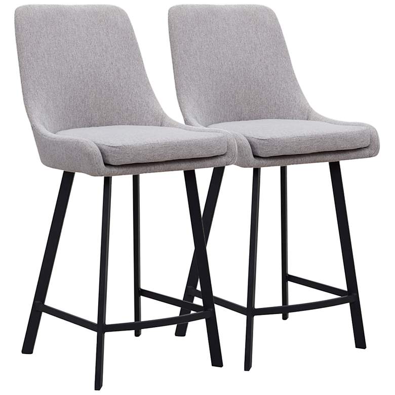 Image 2 Leick Laia 24 inch Gray Fabric Counter Stools Set of 2