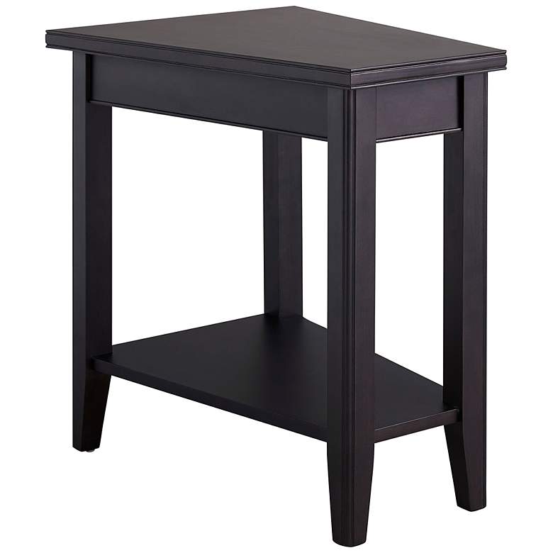Image 2 Leick Laurent 17 inchW Black Wood Recliner Wedge Table w/ Shelf