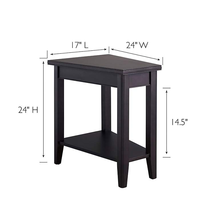 Image 5 Leick Laurent 17 inchW Black Wood Recliner Wedge Table w/ Shelf more views