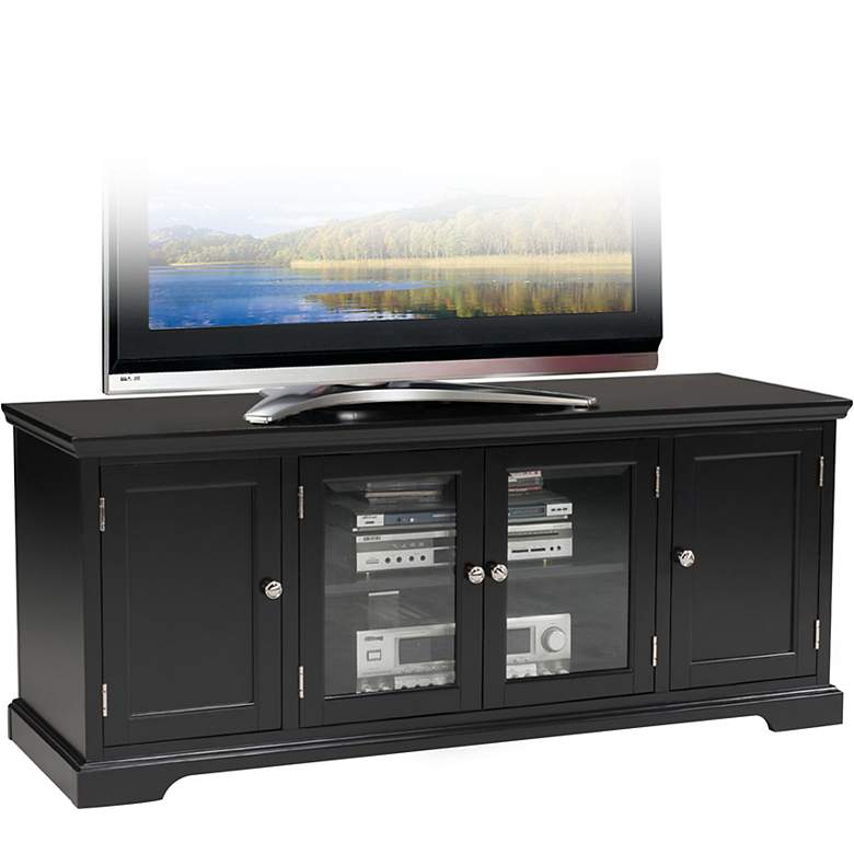 Image 1 Leick Raised Panel 4-Door Black 60 inch TV Stand