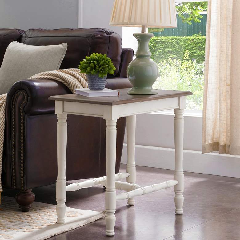 Image 1 Leick Toscana 24" Wide Ecru and Otter Chairside Table