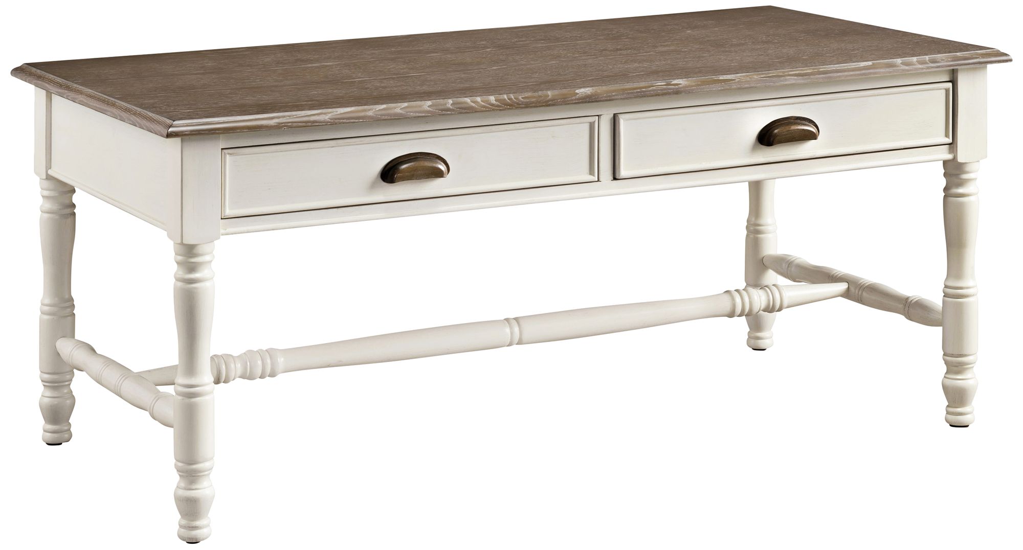 Leick Toscana 46" Wide Ecru and Otter 2-Drawer Coffee Table