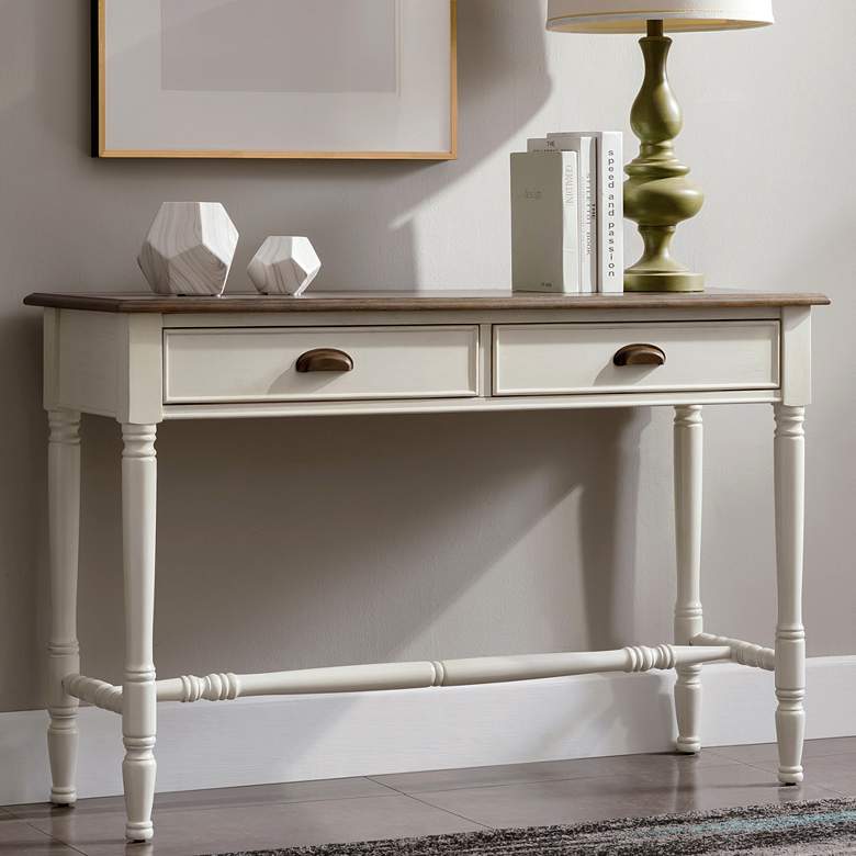 Image 1 Leick Toscana 46" Wide Otter and Ecru 2-Drawer Sofa Table