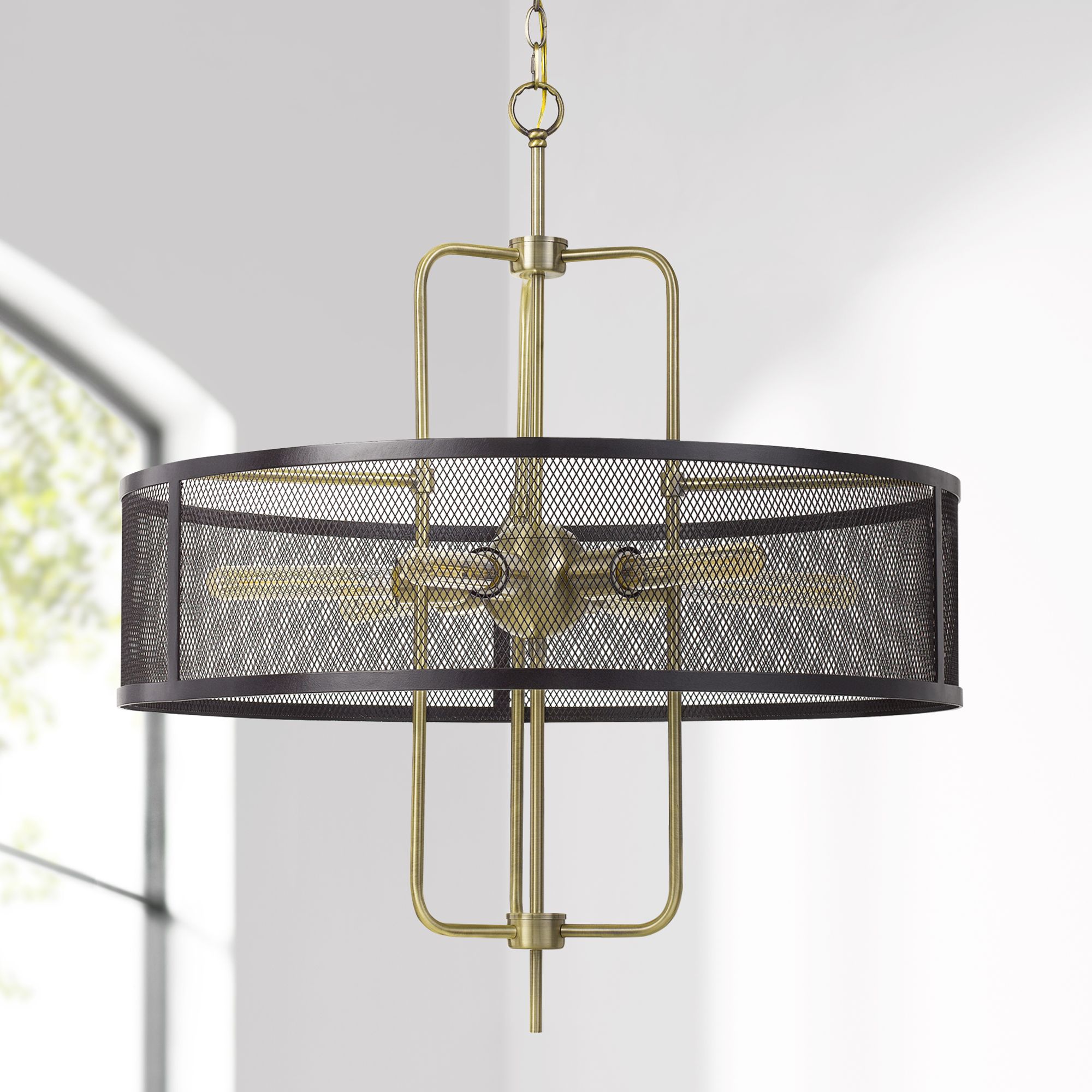 black and antique brass ceiling light