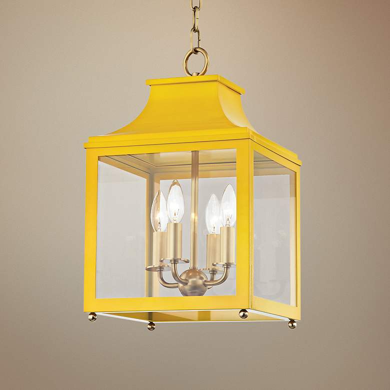Image 1 Leigh 11 1/2"W Aged Brass and Marigold 4-Light Mini Pendant