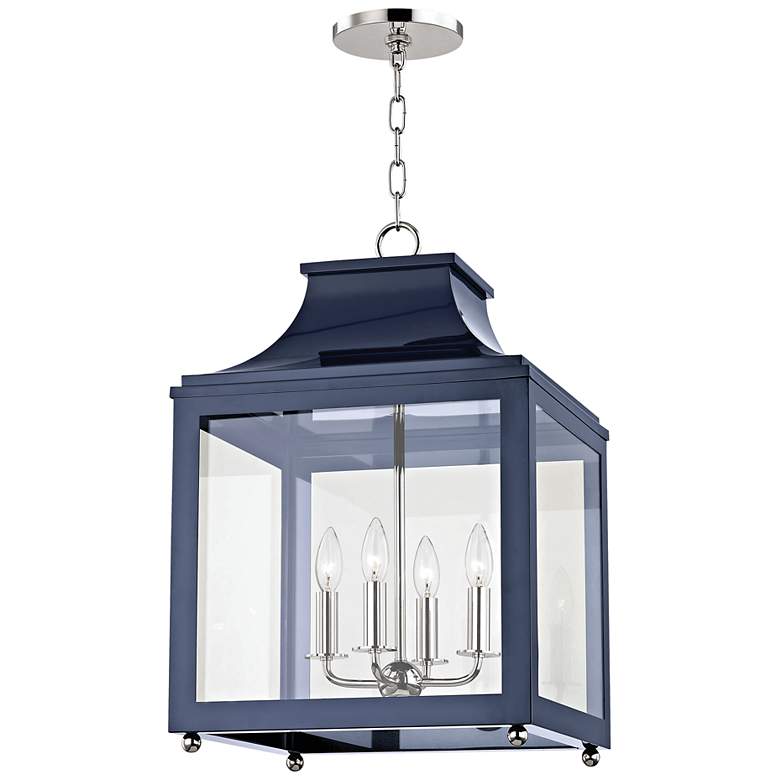 Image 2 Leigh 11 1/2"W Polished Nickel and Navy 4-Light Mini Pendant
