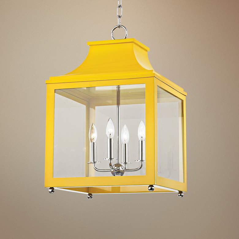 Image 1 Leigh 16" Wide Polished Nickel and Marigold 4-Light Pendant