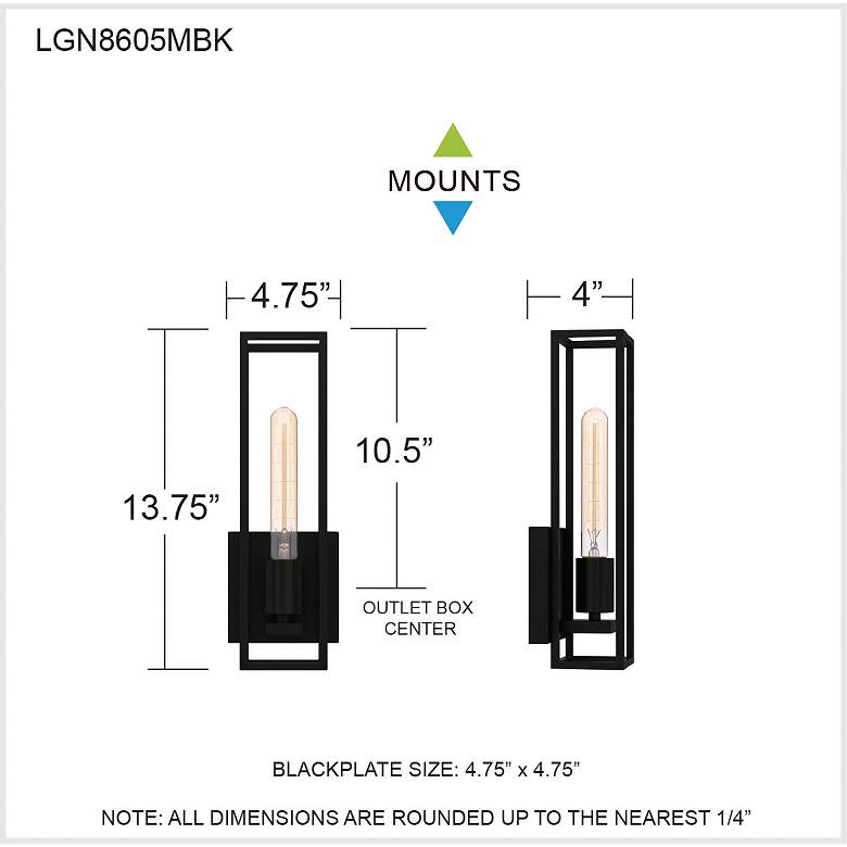 Image 7 Leighton 1-Light Matte Black Wall Sconce more views