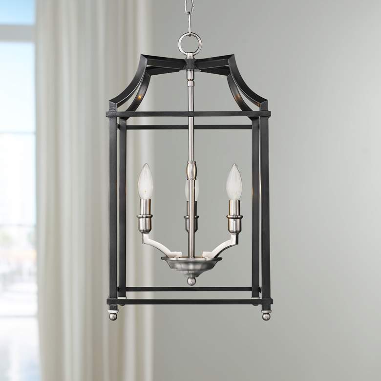 Image 1 Leighton 11 3/4 inch Wide Pewter and Black 3-Light Mini Pendant