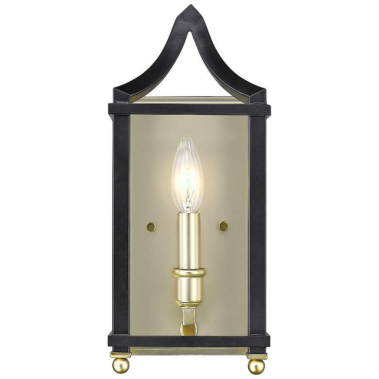 Image 1 Leighton 13 3/4 inch High Satin Brass and Black Wall Sconce