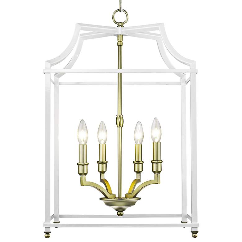 Image 1 Leighton 16 3/4 inch Wide Satin Brass and White 4-Light Pendant