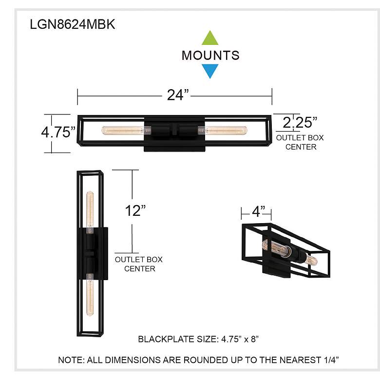 Image 7 Leighton 2-Light Matte Black Vanity Light more views