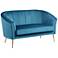 Leighton 57" Wide Blue Velvet Tufted Sofa