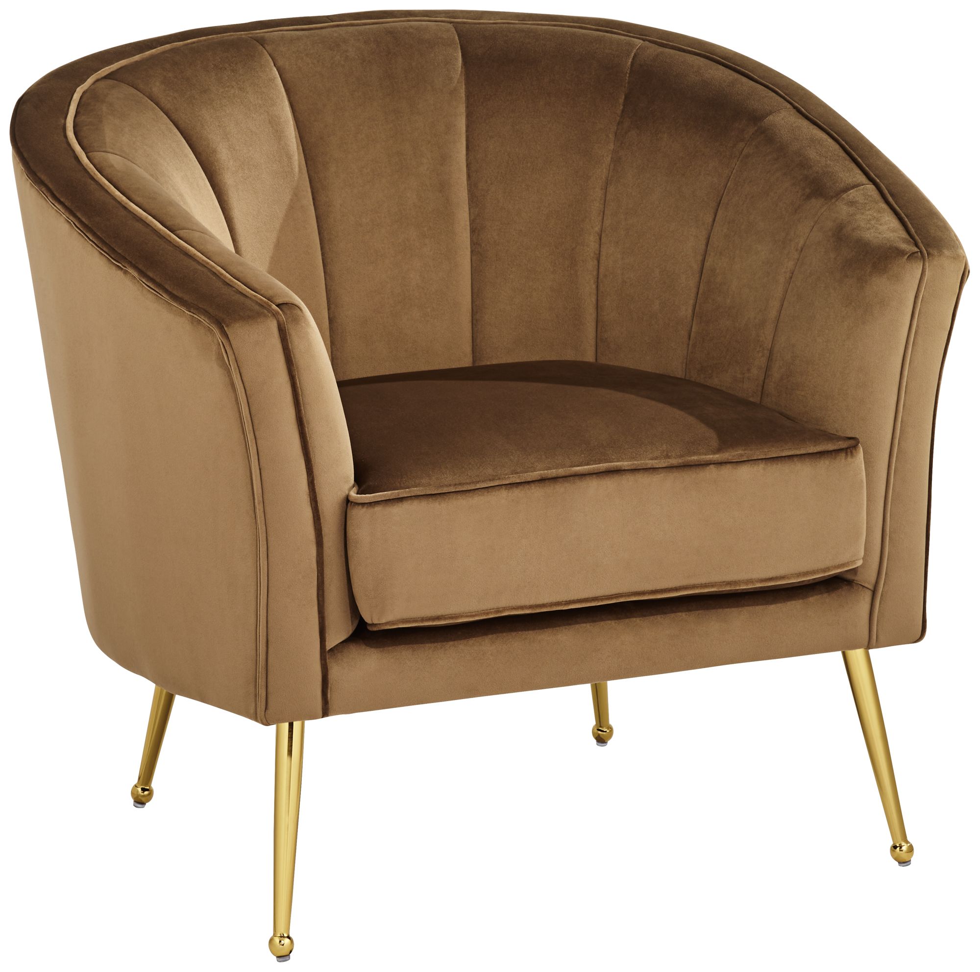 Leighton Brown Velvet and Gold Tufted Accent Chair 450Y0