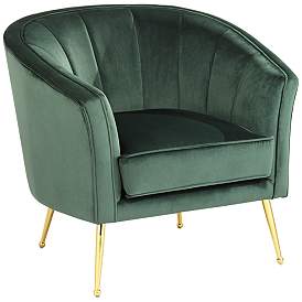 Image2 of Leighton Green Velvet and Gold Tufted Accent Chair