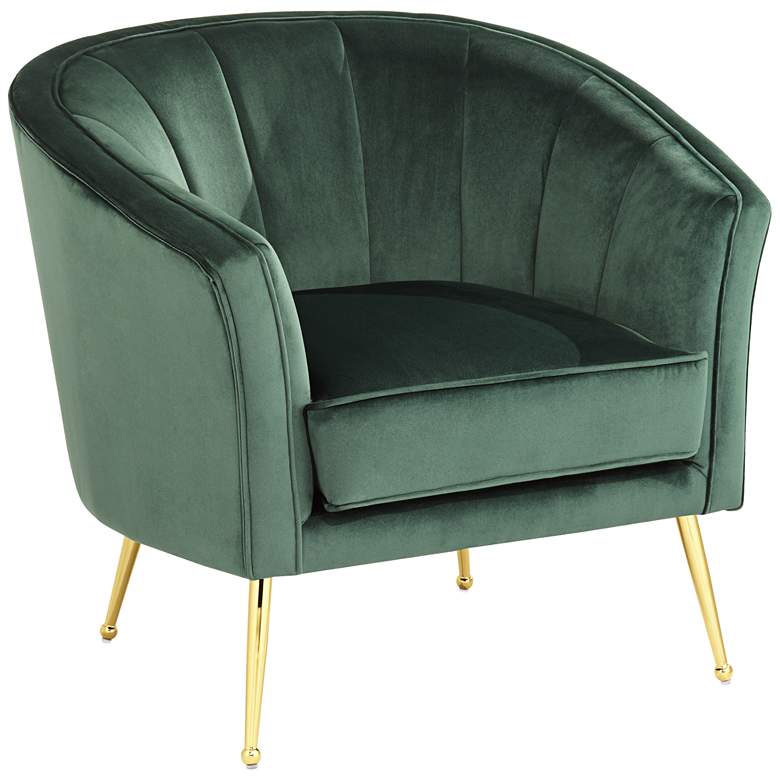 Image 2 Leighton Green Velvet and Gold Tufted Accent Chair