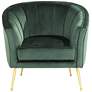 Leighton Green Velvet and Gold Tufted Accent Chair