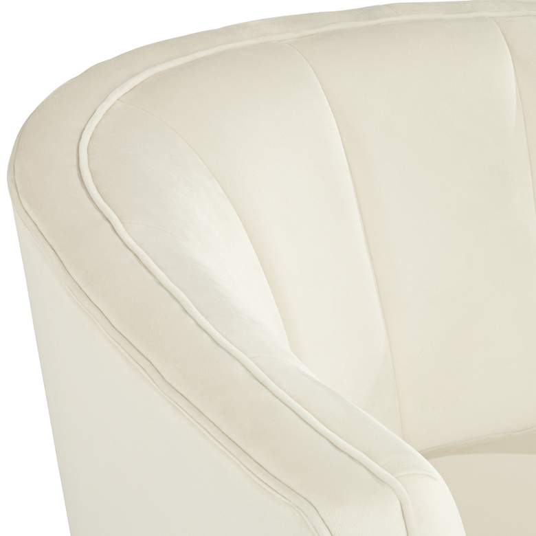 Image 4 Leighton White Velvet and Gold Tufted Accent Chair more views