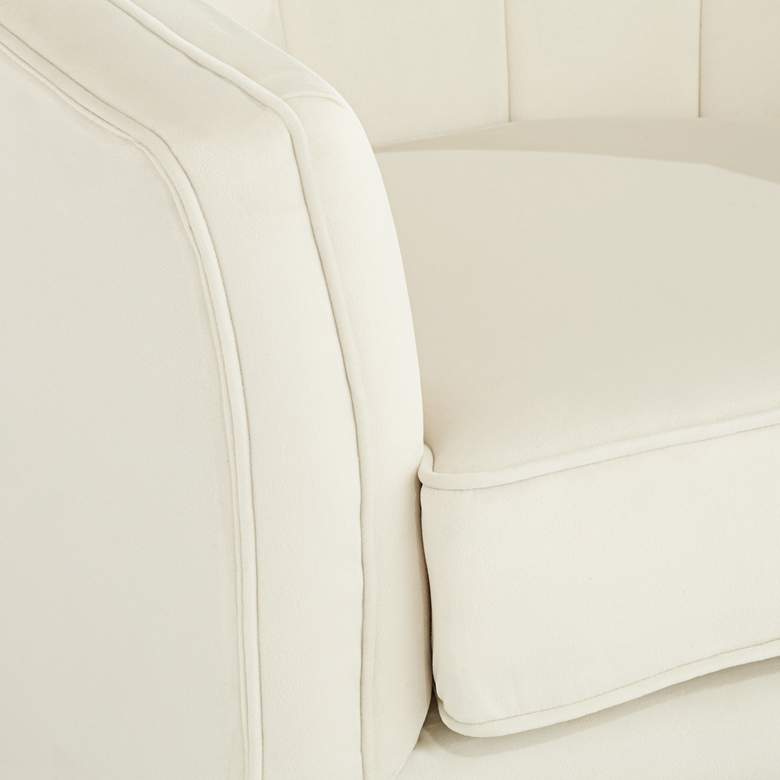 Image 5 Leighton White Velvet and Gold Tufted Accent Chair more views
