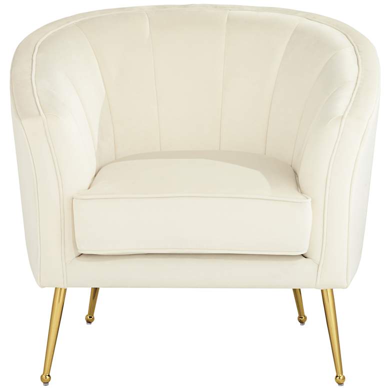 Image 7 Leighton White Velvet and Gold Tufted Accent Chair more views