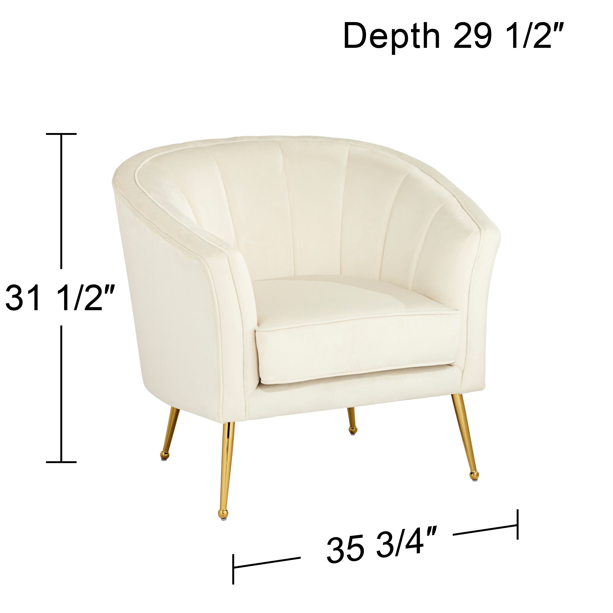 Leighton White Velvet and Gold Tufted Accent Chair
