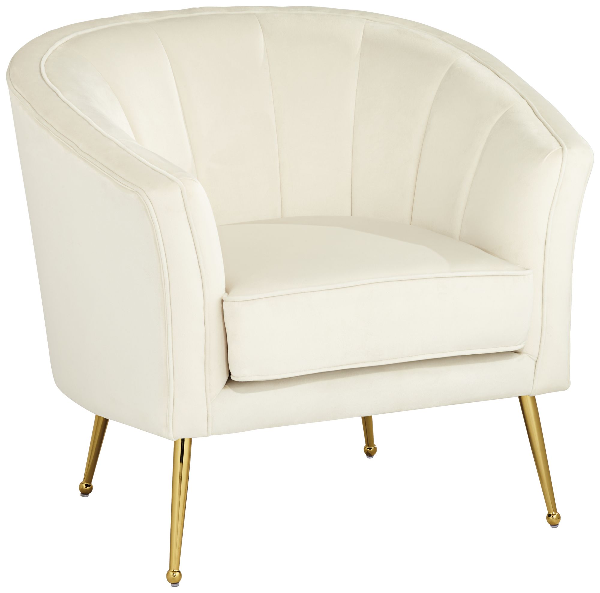 Image 2 Leighton White Velvet Tufted Accent Chair with Gold Legs