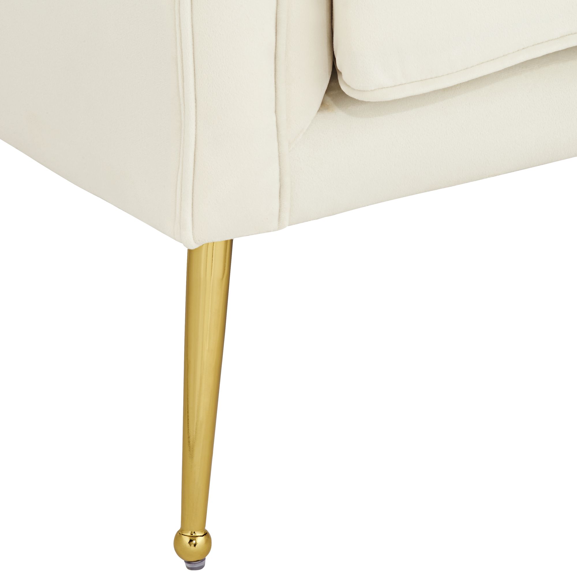 Image 6 Leighton White Velvet Tufted Accent Chair with Gold Legs more views