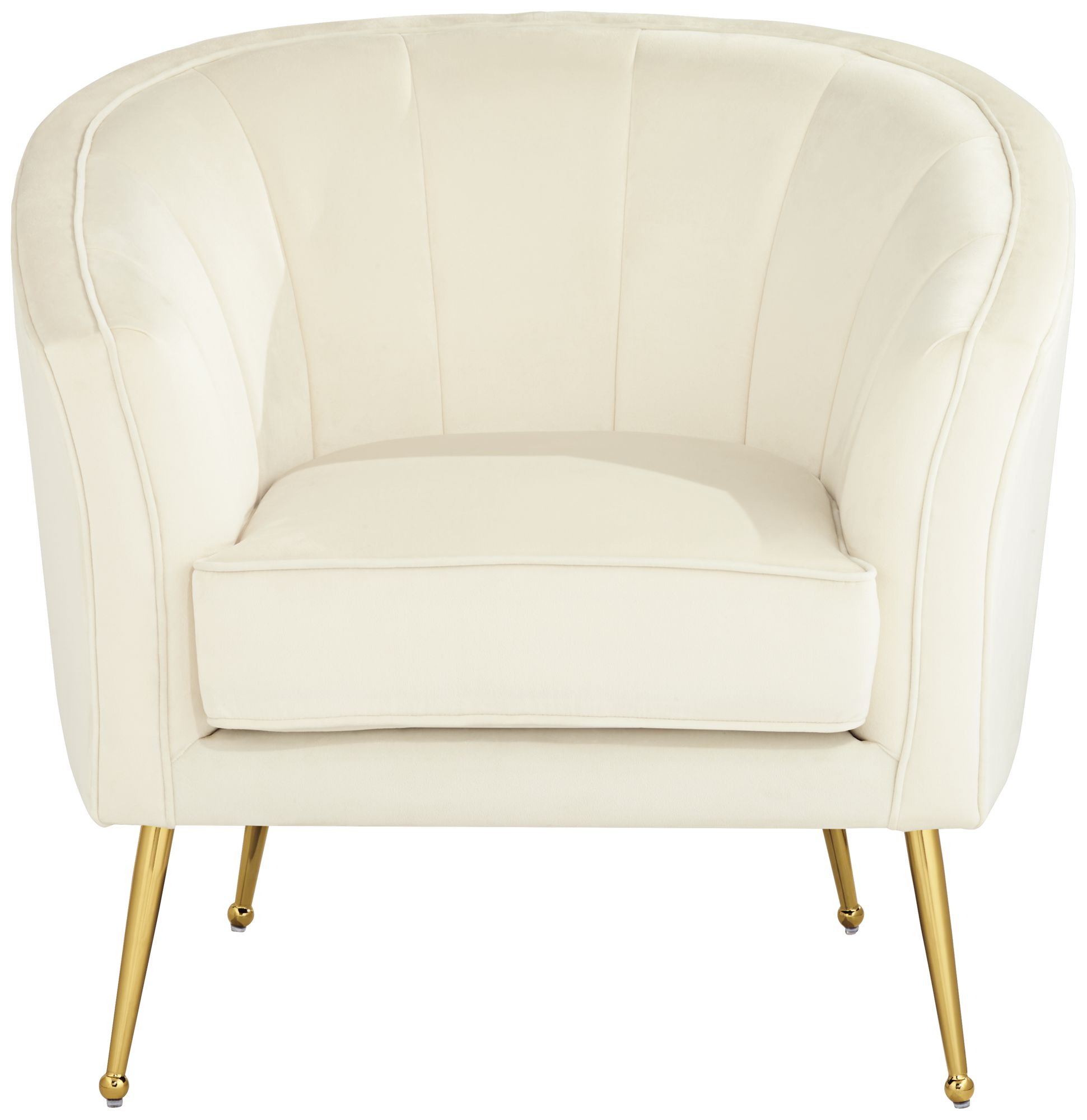 Image 7 Leighton White Velvet Tufted Accent Chair with Gold Legs more views