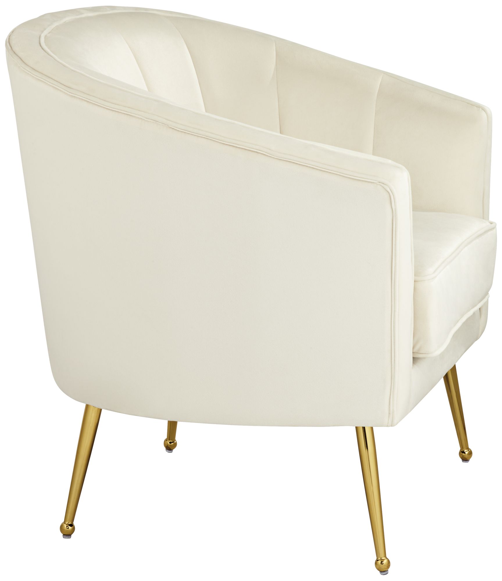 Leighton White Velvet Tufted Accent Chair with Gold Legs