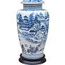 Leikko 31 1/2" Blue and White Chinoiserie Temple Jar Table Lamp