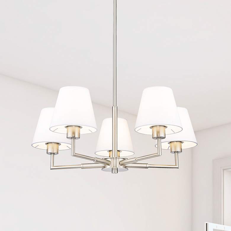 Image 1 Leila 26" Wide Brushed Nickel 5-Light Chandelier