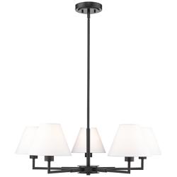 Leila 34" Wide Matte Black 5-Light Chandelier