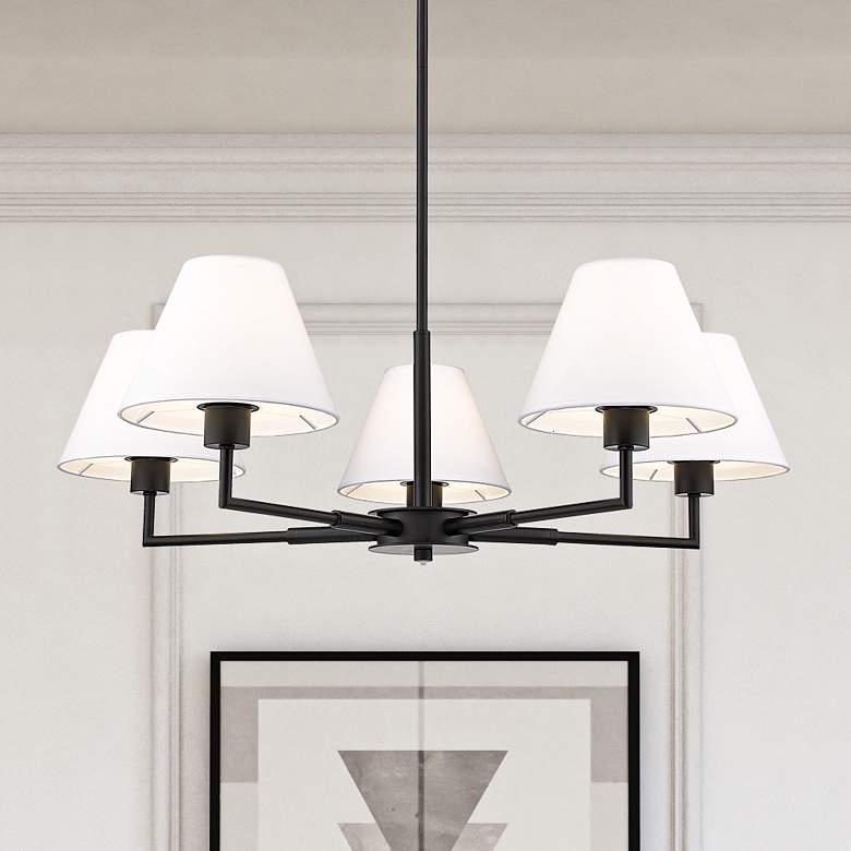 Image 2 Leila 34" Wide Matte Black 5-Light Chandelier