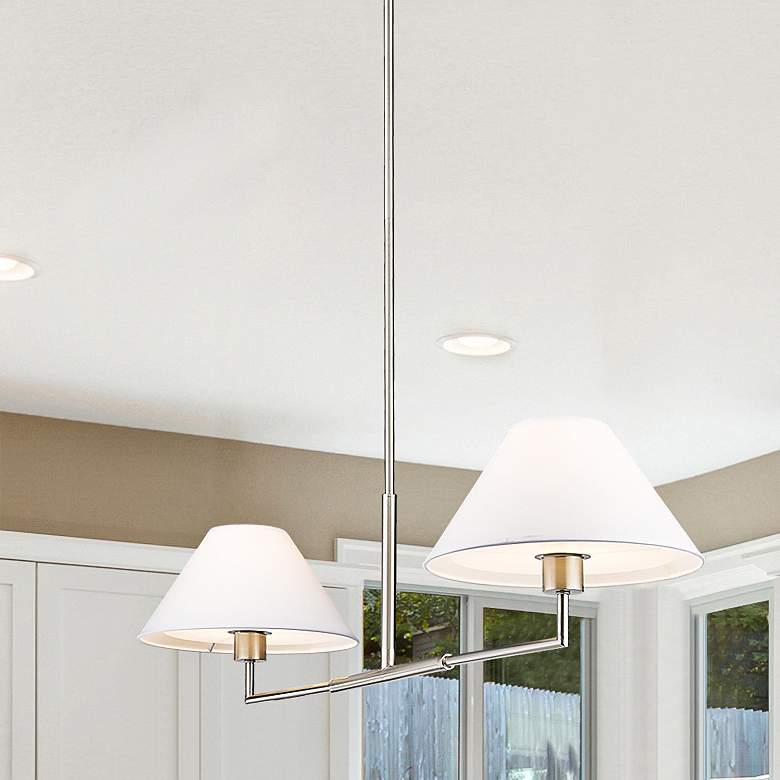 Image 2 Leila 42" Wide Brushed Nickel 2-Light Linear Chandelier