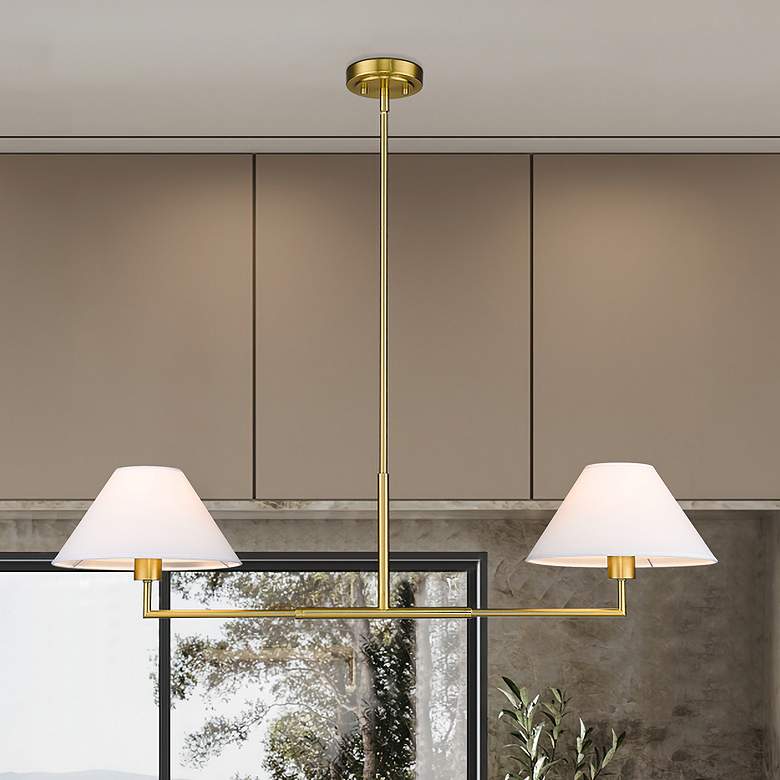 Image 2 Leila 42" Wide Luxe Gold 2-Light Linear Chandelier