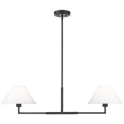 Leila 42" Wide Matte Black 2-Light Linear Chandelier
