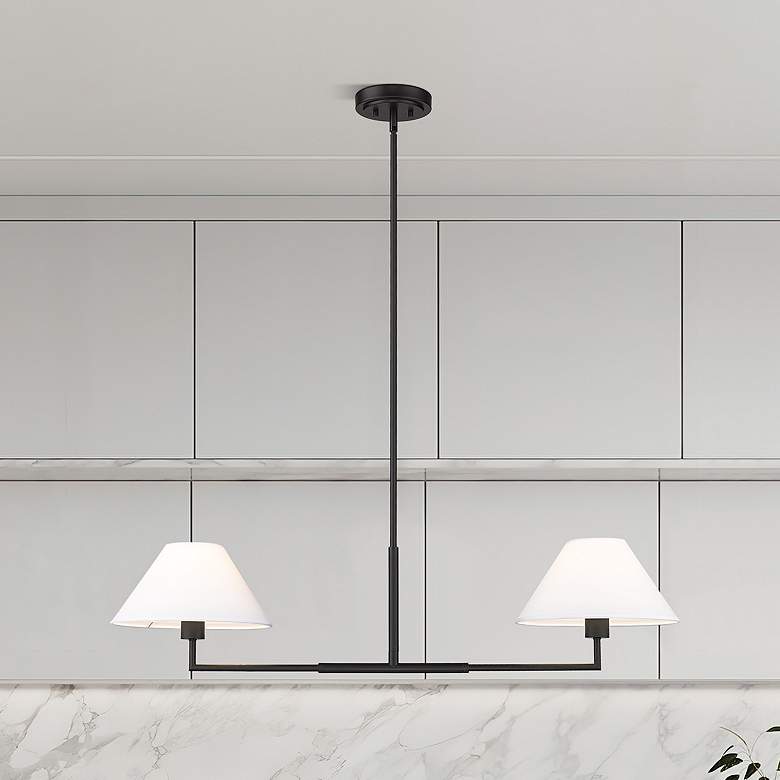 Image 1 Leila 42" Wide Matte Black 2-Light Linear Chandelier