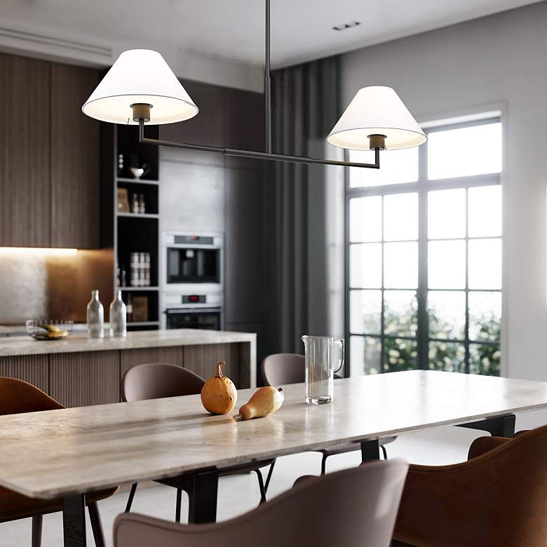 Image 3 Leila 42" Wide Matte Black 2-Light Linear Chandelier more views