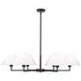3_Leila 44" Wide Matte Black 6-Light Chandelier w/ Linen Shade