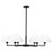 Leila 44" Wide Matte Black 6-Light Chandelier w/ Linen Shade