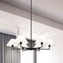 2_Leila 44" Wide Matte Black 6-Light Chandelier w/ Linen Shade