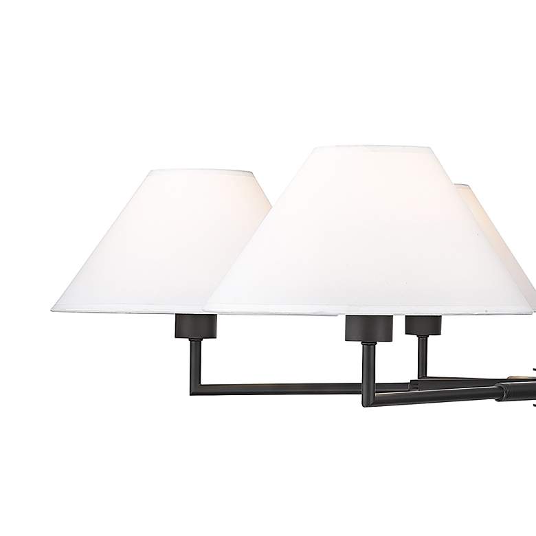 Image 4 Leila 44" Wide Matte Black 6-Light Chandelier w/ Linen Shade more views