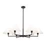 6_Leila 44" Wide Matte Black 6-Light Chandelier w/ Linen Shade more views